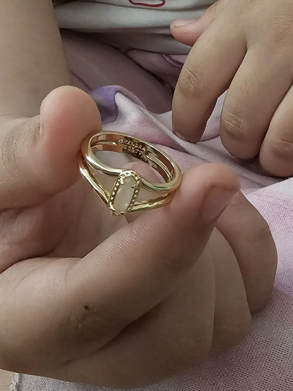 Gold Tone Pink Stone Ring - Women Jewelry